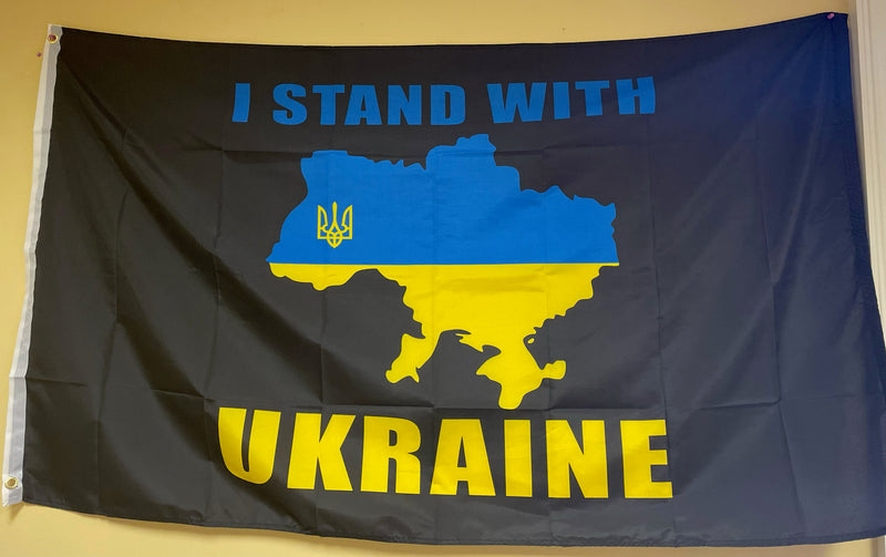 I Stand With Ukraine Blackout 3'X5' Flags Ukrainian ROUGH TEX® 100D