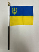 Ukraine Trident Union Stick Flag 4"x6" Rough Tex® 68D 10" Staff