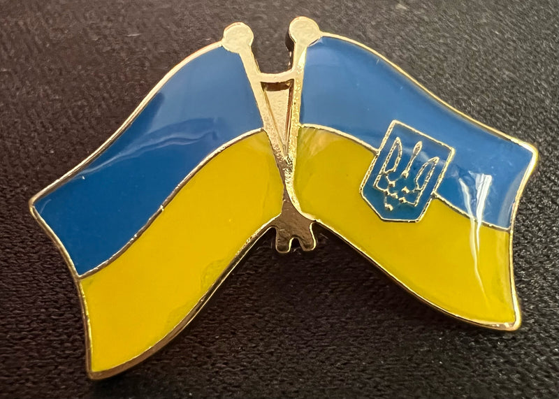 Ukraine Flag Pin and Ukraine Trident Lapel Pin