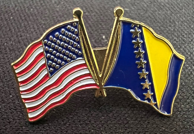 USA Bosnia and Herzegovina Flags Friendship Lapel Pin