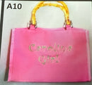 Carolina Girl Embroidered Beach Bags with Bamboo Handle