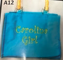 Carolina Girl Embroidered Beach Bags with Bamboo Handle