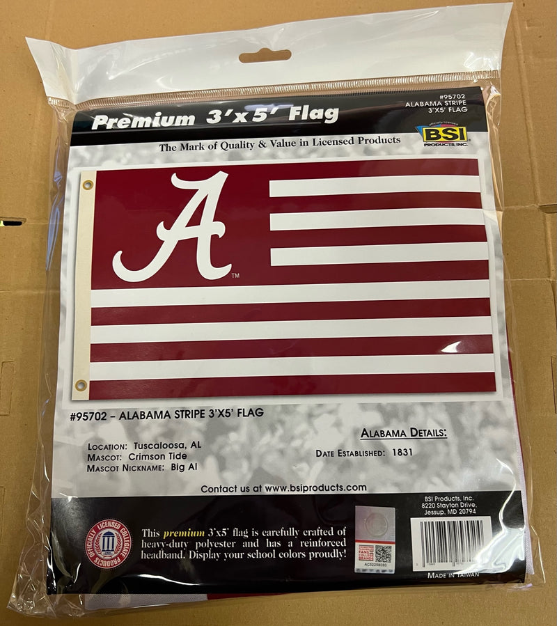 University of Alabama Alabama Crimson Tide Stars and Stripes 3'x5' Officially Licensed Premium Heavy Duty Polyester Flag