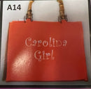 Carolina Girl Embroidered Beach Bags with Bamboo Handle
