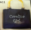Carolina Girl Embroidered Beach Bags with Bamboo Handle