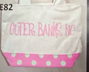 Outer Banks North Carolina Pink and Lime Polka Dot Small Beach Bag