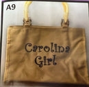 Carolina Girl Embroidered Beach Bags with Bamboo Handle