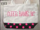 Outer Banks North Carolina Hot Pink and Black Polka Dot Small Beach Bag