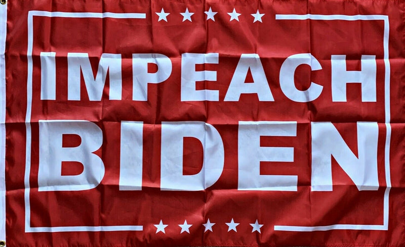 Impeach Biden Red 3'X5' Flag ROUGH TEX® 68D Nylon Trump