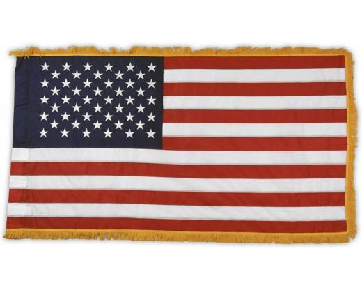 American USA Flag Indoor 3'X5' Sleeve Gold Fringe
