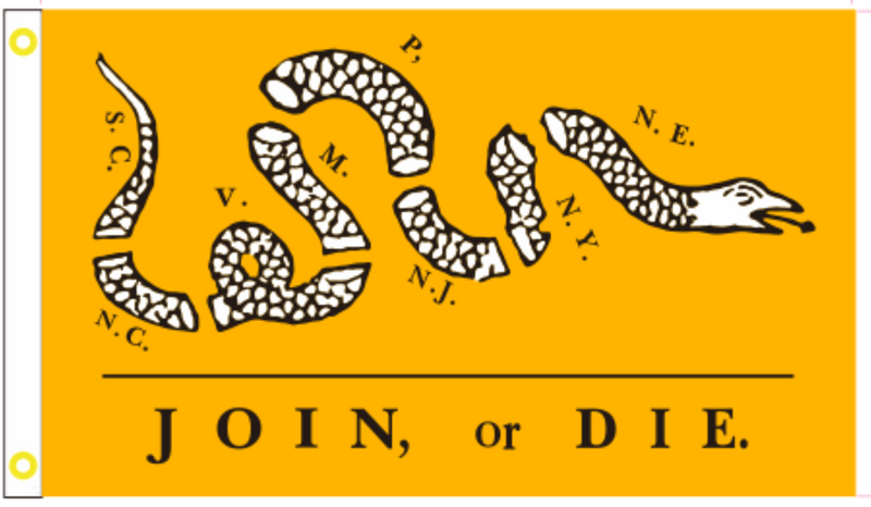 Join or Die Gold 3'X5' Flag ROUGH TEX® 100D
