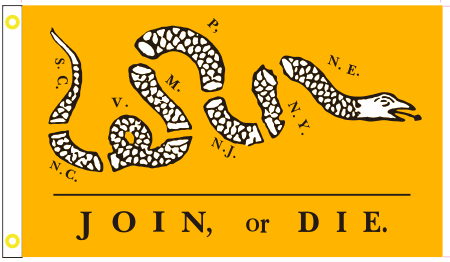 Join or Die Gold 3'X5' Flag ROUGH TEX® 100D