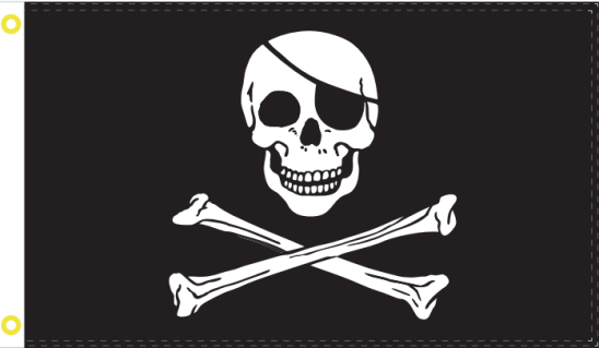 Jolly Roger 2'x3' Embroidered Flag ROUGH TEX® 600D