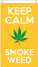 KEEP CALM & SMOKE Cannabis FLAG 100D ROUGH TEX ® marijuana leaf banner