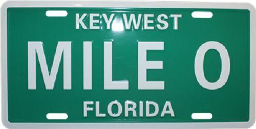 Key West Mile 0 Embossed License Plate