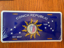 Conch Republic Blue Embossed Auto Tag