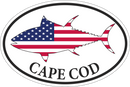 Cape Cod Oval Bumper Sticker USA Fishing