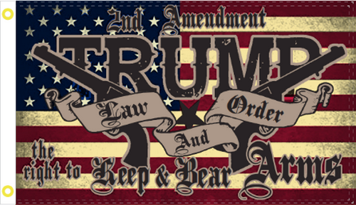 2nd Amendment Trump Law And Order 3'X5' Flag Rough Tex® 150D USA AMERICAN