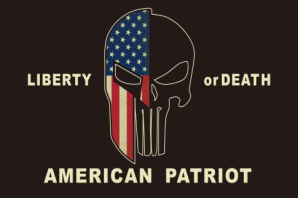 USA American Patriot Liberty or Death Black  3'x5' 100D Flag Rough Tex ® America Warrior Punisher