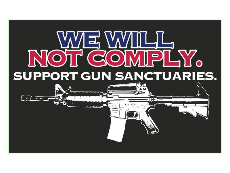 We Will Not Comply Support Gun Sanctuaries Black Official 2nd Amendment Magnets Wholesale Pack of 12 (4"x6") Dozen Car Magnets