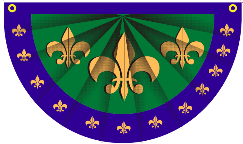 Mardi Gras Purple and Gold Bunting Fan 3'X5' Flag ROUGH TEX® 100D
