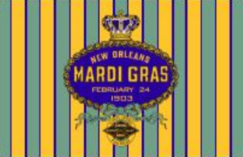 NEW ORLEANS MARDI GRAS 1903 BANNER (STRIPES SLEEVE) DOUBLE SIDED - 3'X5' Flag Rough Tex® 100D