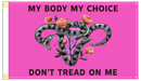 My Body My Choice Don't Tread On Me Feminist Pink 3'x5' Flag 100D