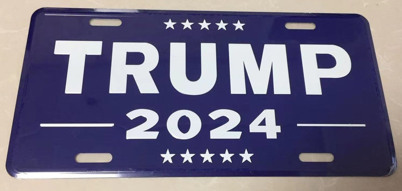 Trump 2024 Navy Blue Aluminum Embossed License Plate