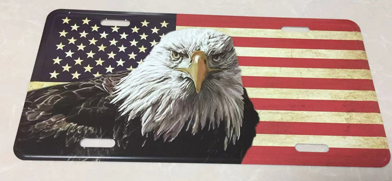 AMERICAN STRONG USA EAGLE Embossed Aluminum License Plate