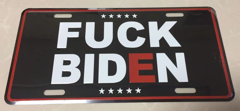 FUCK BIDEN Brandon Embossed Aluminum American License Plate Trump