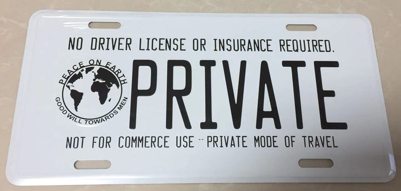 Private Citizen not for hire license plate