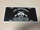 2nd Amendment God Guns Guts Aluminum Embossed License Plate