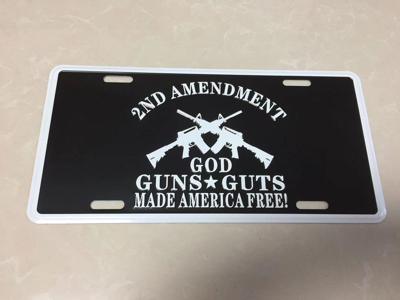 God Guns Guts Made America Free 2A license plate
