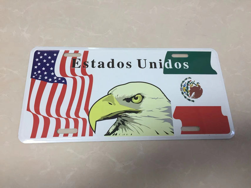 USA/Mexico Estados Unidos Aluminum Embossed License Plate