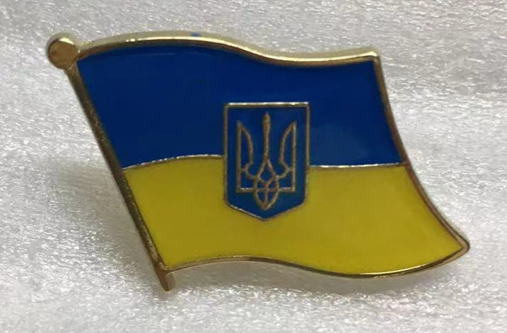 Ukraine Trident Flag Lapel Pin Wavy