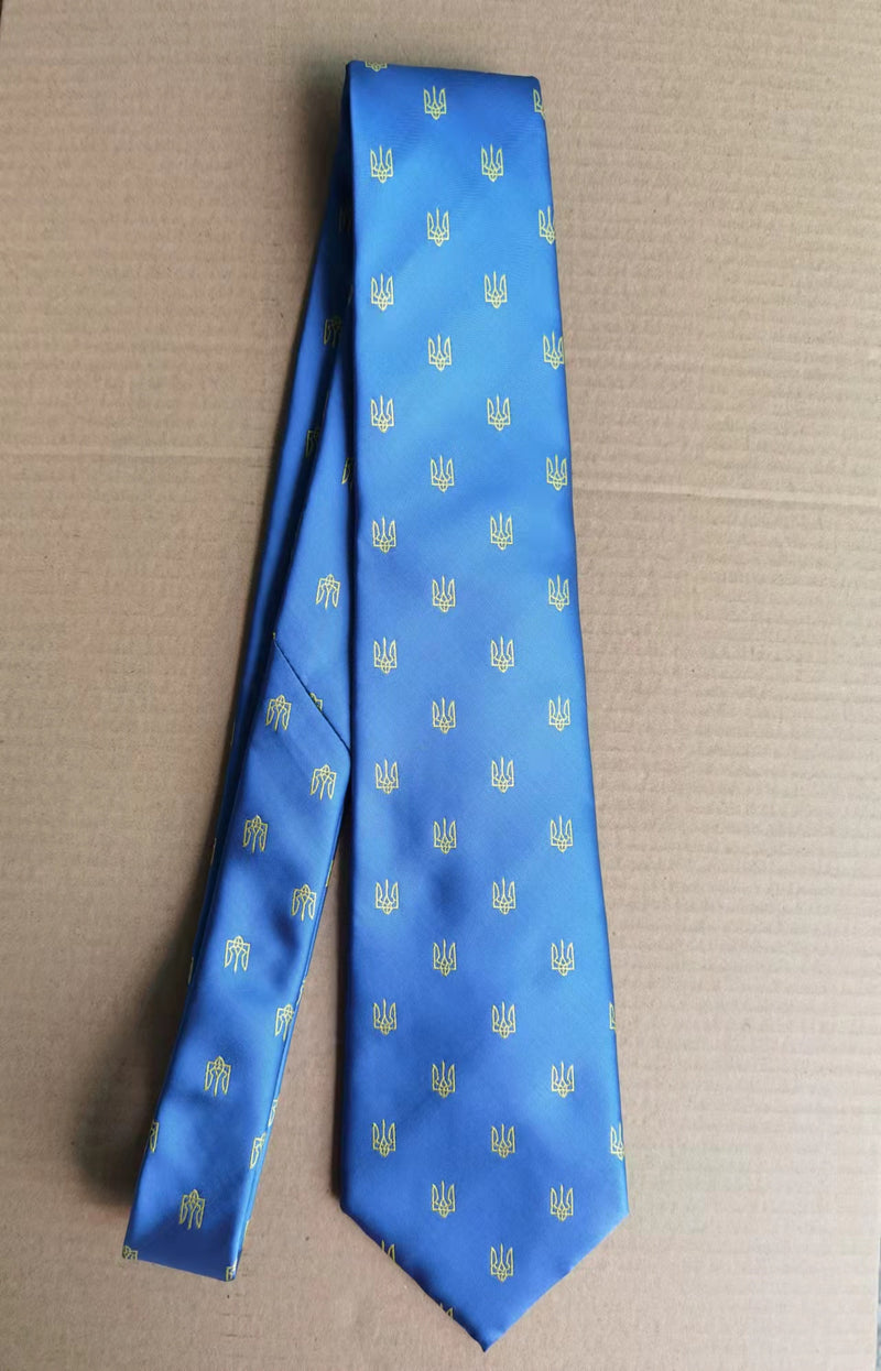 Ukraine Official Gold Trident Rep Men's Blue Tie Micro Fiber Silk Rough Tex® Parliment