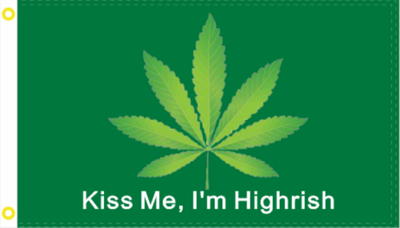 Kiss Me I'm Highrish Leaf 3'X5' Flag ROUGH TEX® 100D