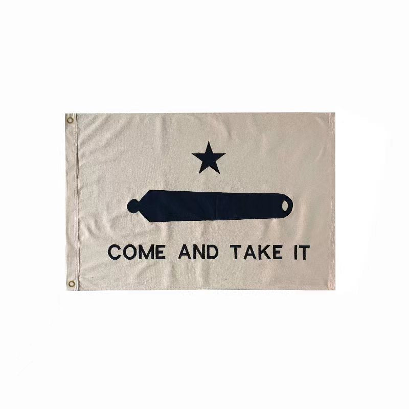 Gonzales Come and Take It 3'x5' 100% Organic Texas Hemp Embroidered & Sewn Gift Boxed Flag