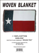 Texas Flag American Afghan Style Fringe Hem Hand Woven 100% Cotton Blanket