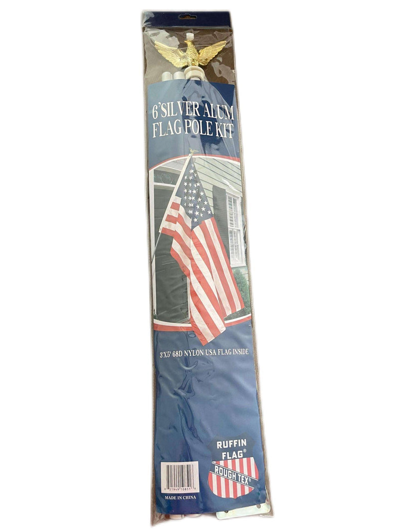 USA Flagpole Kit 6' Aluminum flagpole (with 3x5 American Flag, pole & bracket)