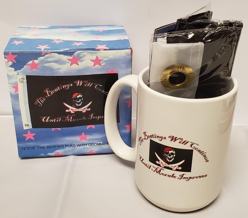 Beatings Will Continue Pirate 12" x 18" Flag w/grommets Mug