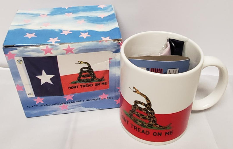 Texas Gadsden Coffe Mug with 12" x 18" Flag w/grommets.