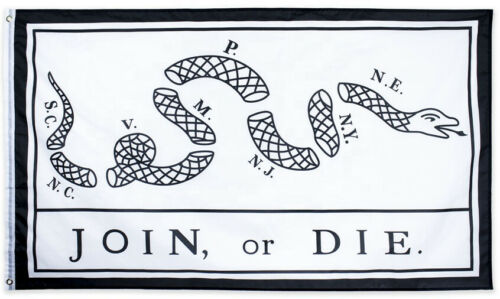 Join or Die White 3'X5' Flag ROUGH TEX® 150D Nylon