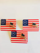 Betsy Ross Flag Waving 250 Year Anniversary of American Independence Cloisonne Hat & Lapel Pin
