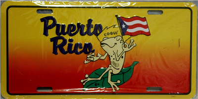 Puerto Rico Coqui Frog & Flag License Plate