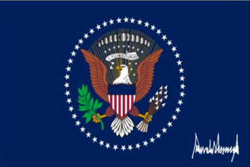 US President With Trump Signature 3'X5' Flag Rough Tex® 100D