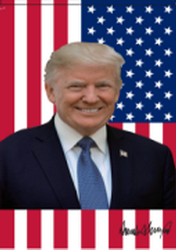 President Trump Portrait With Sleeve 3'X5' Flag Rough Tex® 100D (Not Mugshot) Official US American 45th President