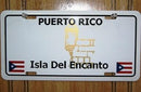Puerto Rico Plain License Plate with 2 Flags