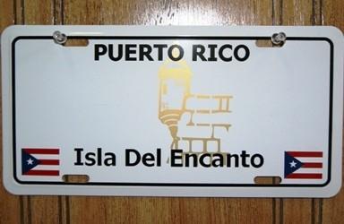 Puerto Rico Plain License Plate with 2 Flags