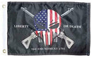 Liberty Or Death 2nd Amendment Punisher 12"x18" Flag With Grommets ROUGH TEX® 68D